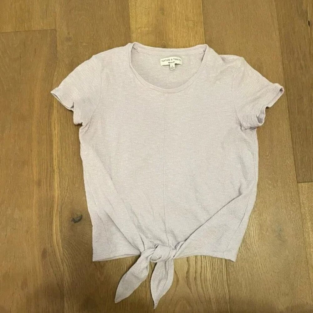 Madewell Texture & Thread Tie-Front Top – Lilac - Picture 2 of 3